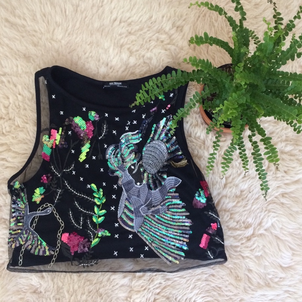 {Zara Trafaluc} Sequined Crop Top